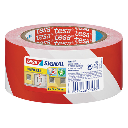 4x Tesa barriertape/markertape red/white 5 cm x 66 mtr