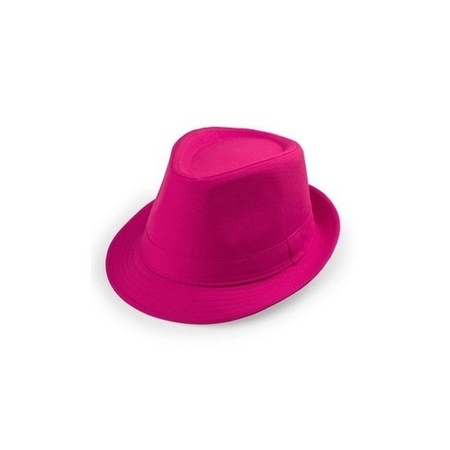 4x Voordelige roze trilby hoedjes 