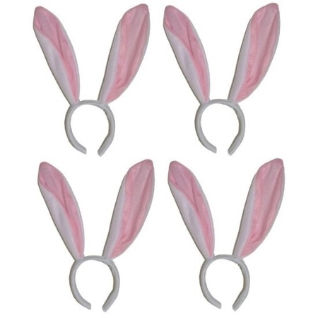 4x White rabbit / hare ears for adults