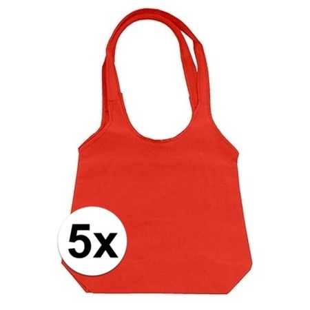 5 x Rode opvouwbare tassen/shopper