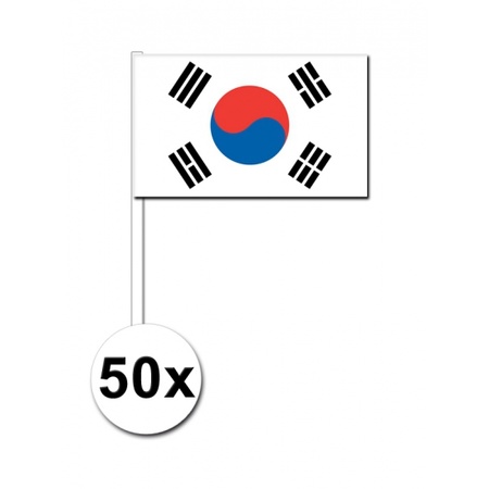 50 Zuid Koreaanse zwaaivlaggetjes 12 x 24 cm
