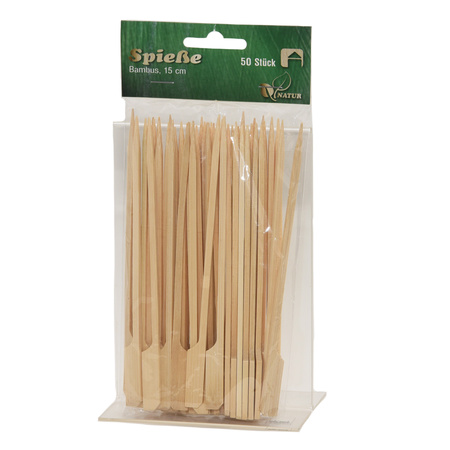 50x Bamboo wooden skewers 15 cm