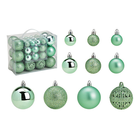 50x stuks kunststof kerstballen mint groen 3, 4 en 6 cm
