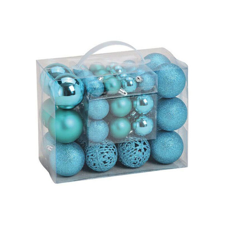 50x Turquoise blauwe kunststof kerstballen 3, 4 en 6 cm