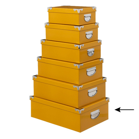5Five Opbergdoos/box - 4x - geel - L48 x B3.5 x H16 cm - Stevig karton - Yellowbox