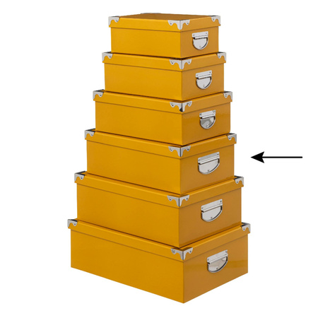 5Five Opbergdoos/box - geel - L40 x B26.5 x H14 cm - Stevig karton - Yellowbox