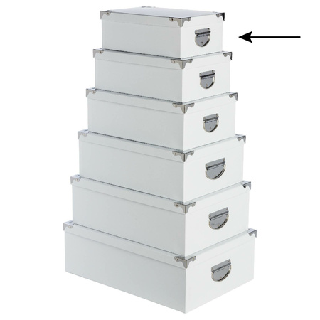 5Five Opbergdoos/box - wit - L28 x B19.5 x H11 cm - Stevig karton - Whitebox