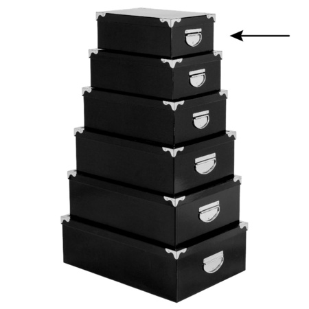 5Five Opbergdoos/box - zwart - L28 x B19.5 x H11 cm - Stevig karton - Blackbox
