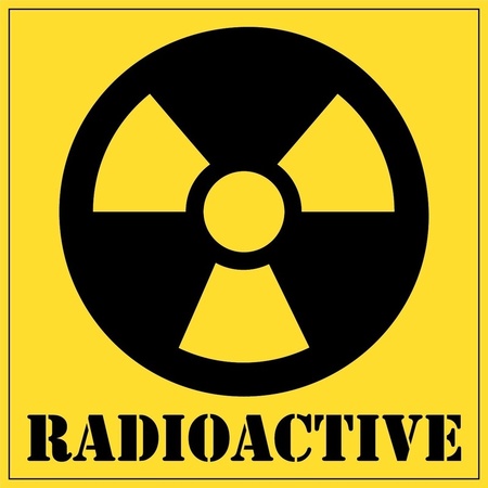 5x Radioactive gevaren sticker 10,5 cm