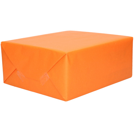 5x Rollen kraft inpakpapier oranje 200 x 70 cm