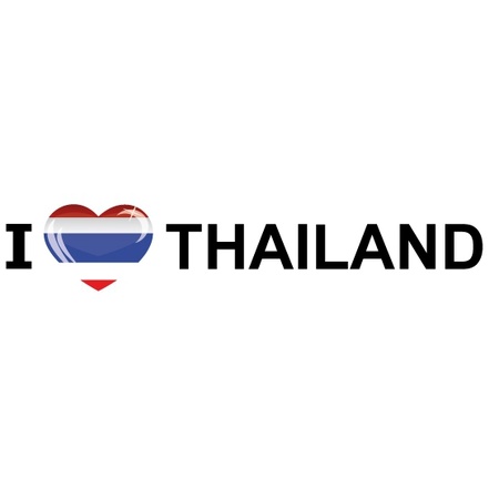 5x stuks I Love Thailand vlaggen thema sticker 19 x 4 cm