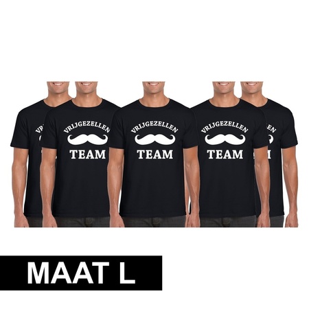 5x Vrijgezellenfeest Team t-shirt zwart heren Maat L