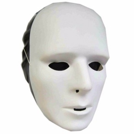 6 witte grimeer maskers van plastic