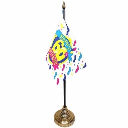 60ste verjaardag tafelvlaggetje 10 x 15 cm met standaard