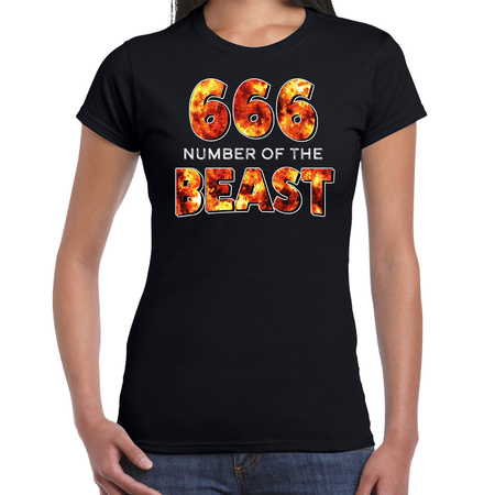 666 number of the beast halloween verkleed t-shirt zwart voor dames