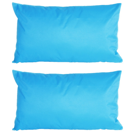 6x Bank/sier kussens voor binnen en buiten in de kleur lichtblauw 30 x 50 cm