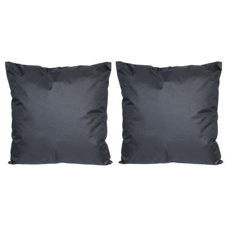 6x Bank/sier kussens voor binnen en buiten in de kleur zwart 45 x 45 cm