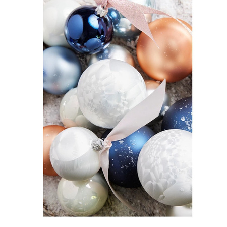 6x Donkerblauwe glazen kerstballen 8 cm glans en mat