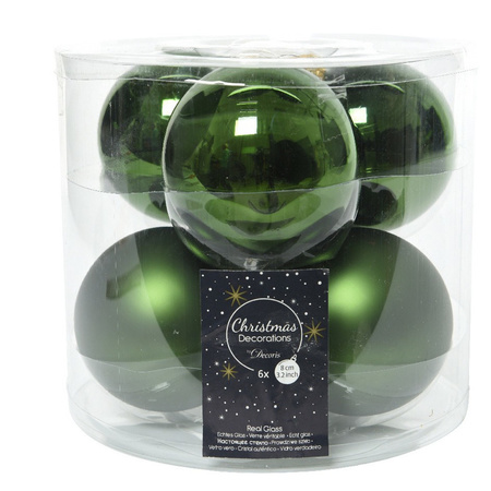 Glazen kerstballen pakket donkergroen glans/mat 32x stuks inclusief piek mat