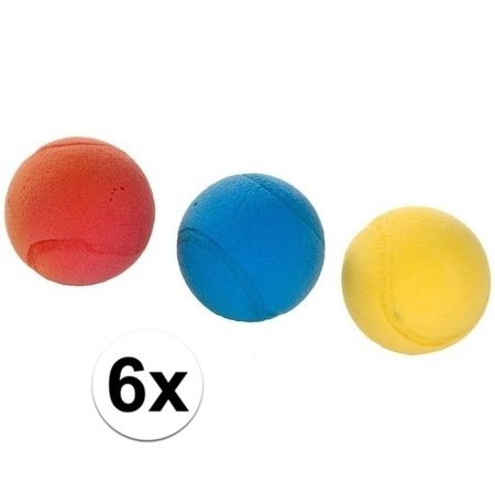 6x Foam/soft ballen gekleurd 7 cm