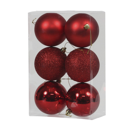 Christmas baubles set red 6 - 8 cm - package 36x pieces