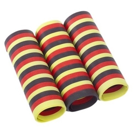 6x rolletjes serpentine rollen zwart/rood/geel van 4 meter