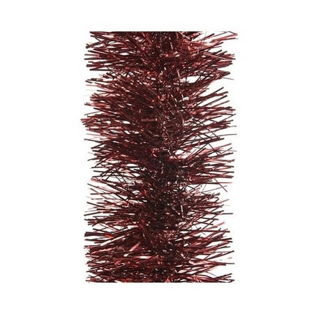 6x stuks donkerrode kerstslingers 10 cm breed x 270 cm kerstboomversiering