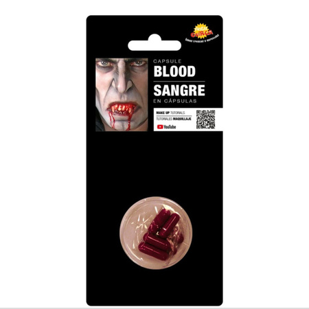 6x stuks horror kunstbloed capsules voor in de mond