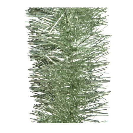6x stuks kerstboom slingers/lametta guirlandes salie groen (sage) 270 x 10 cm