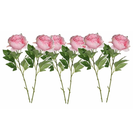 6x stuks roze pioenroos/rozen kunstbloemen 76 cm