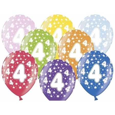 Partydeco 4e jaar verjaardag feestversiering set - Ballonnen en slingers