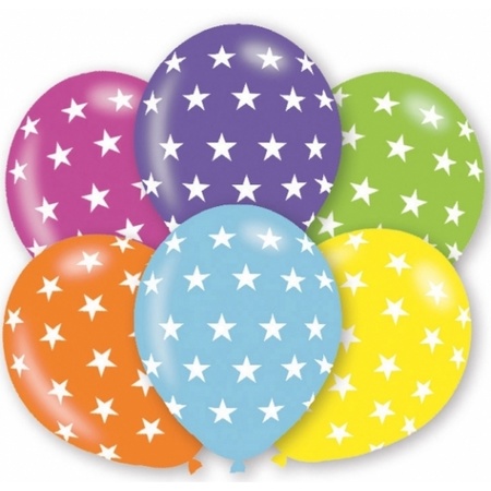 6x pieces party stars balloons in colors 27.5 cm