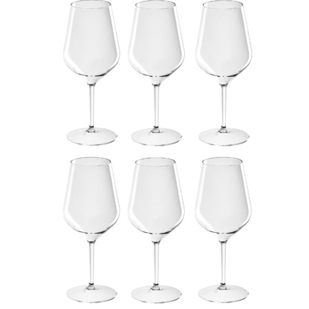 6x White or red wine wineglasses 47 cl/470 ml unbreakable plastic