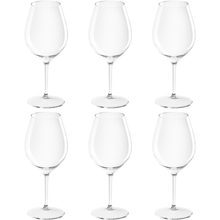 6x Witte of rode wijn wijnglazen 51 cl/510 ml van onbreekbaar transparant kunststof