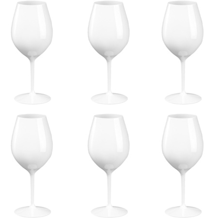 6x Witte of rode wijn wijnglazen 51 cl/510 ml van onbreekbaar wit kunststof