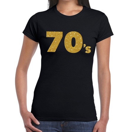 70's goud glitter t-shirt zwart dames