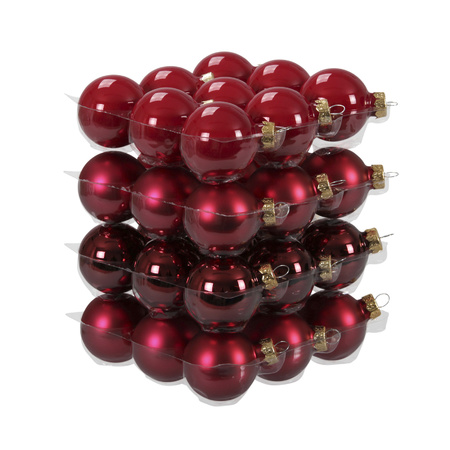72x Glass christmas baubles red/dark red 4 cm