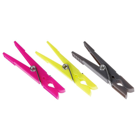 72x Pieces clothes pegs grey, lime and pink 7,5 cm made of plastic