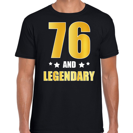 76 and legendary verjaardag cadeau t-shirt goud 76 jaar zwart voor heren