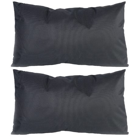 8x Bank/sier kussens voor binnen en buiten in de kleur zwart 30 x 50 cm