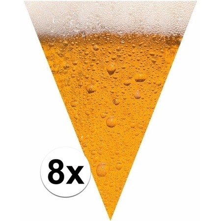8x Bier print vlaggenlijnen / slingers 6,4 meter