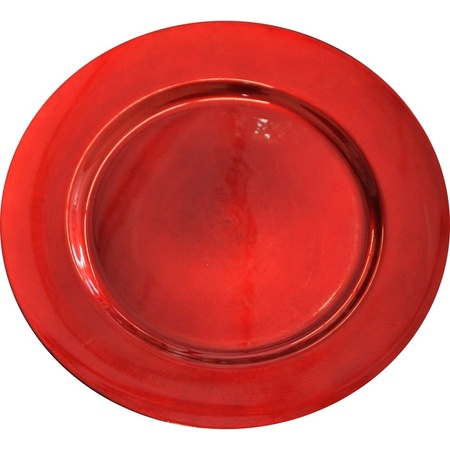 8x Diner onderborden rood glimmend 33 cm rond