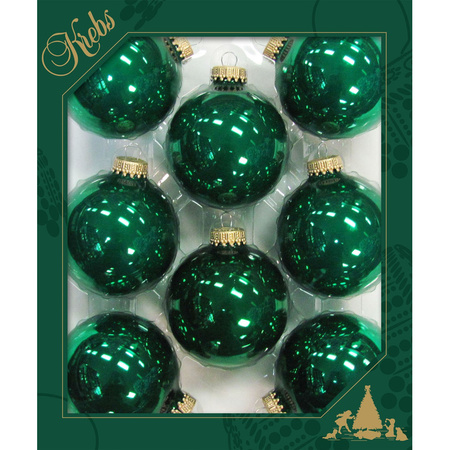 8x Emerald groene glazen kerstballen glans 7 cm kerstboomversiering
