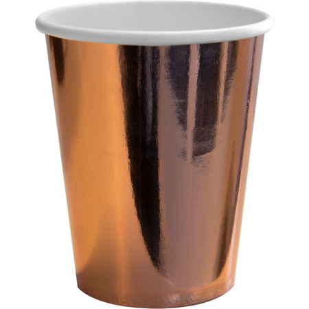 8x Metallic rose gold party cups 350 ml