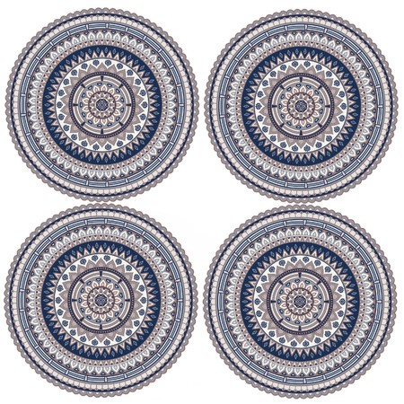 8x stuks Ibiza stijl ronde placemats van vinyl D38 cm blauw