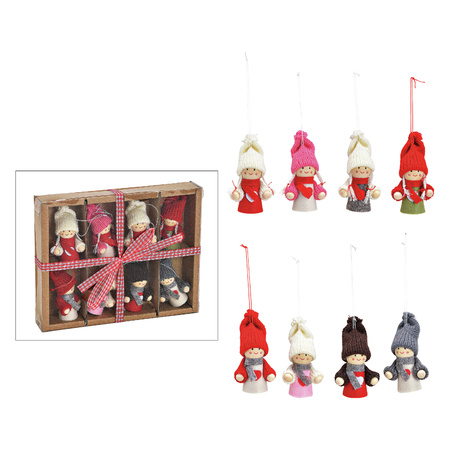8x pcs wooden christmas tree decoration dolls 4 x 7 x 3 cm