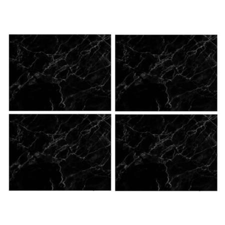 8x stuks marmeren stijl placemats van vinyl 40 x 30 cm zwart