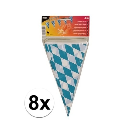 8x stuks Vlaggenlijnen Oktoberfest Bayern 4 meter