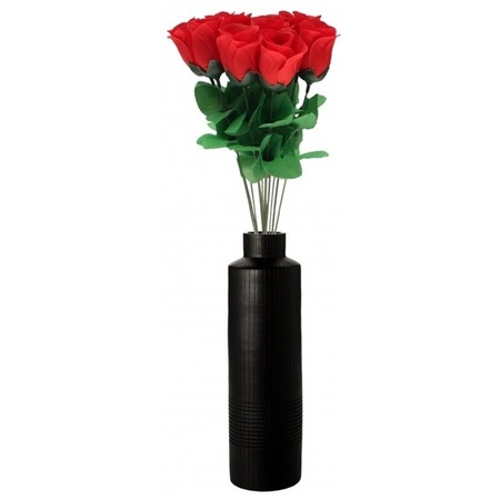 8x Voordelige rode roos kunstbloemen 28 cm