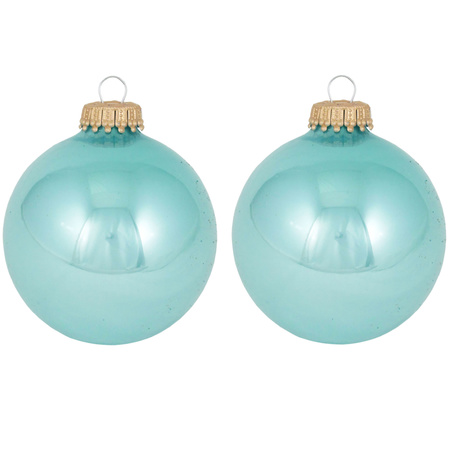 8x Waterlelie blauwe glazen kerstballen glans 7 cm kerstboomversiering